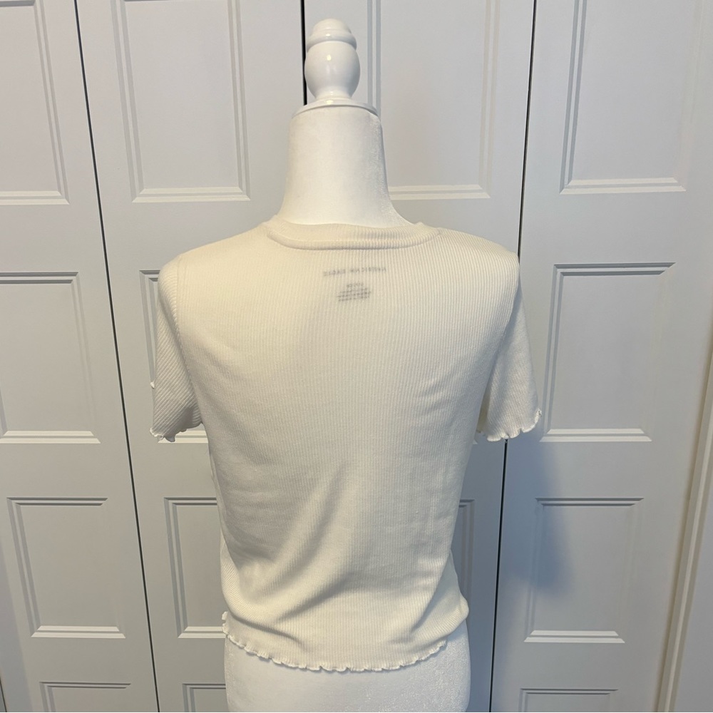 American Eagle Cream Ribbed Baby Tee - Picture 3 of 3